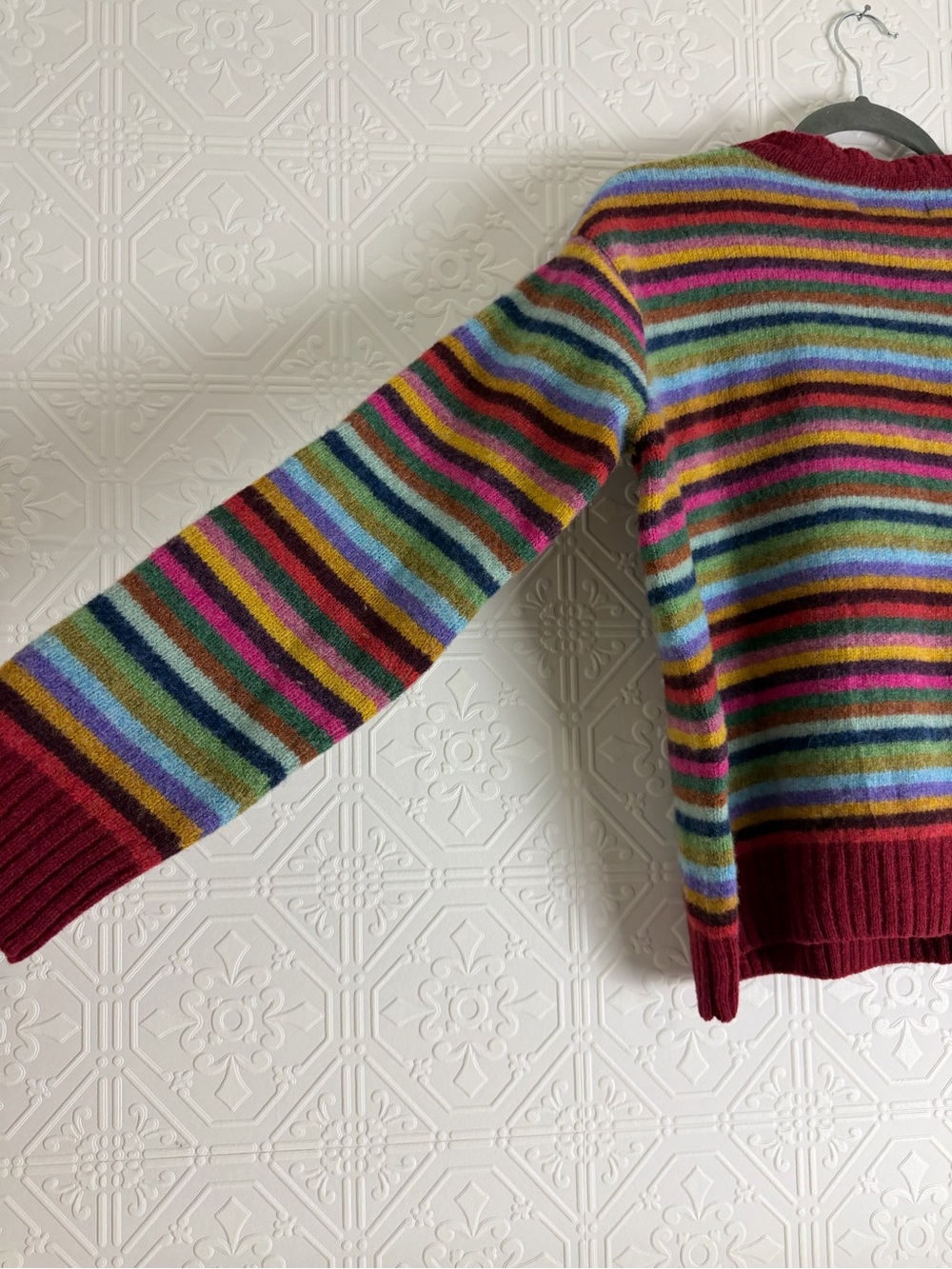 Rainbow Stripe Wool Sweater Women's Medium Harley of Scotland Made in Scotland C - Picture 4 of 9